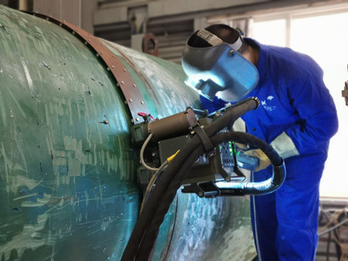 熊谷管道自动焊培训学员操作